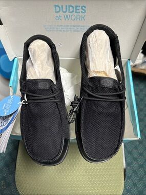 💐Dudes at Work Black Slip-On Shoes with Grip Soles